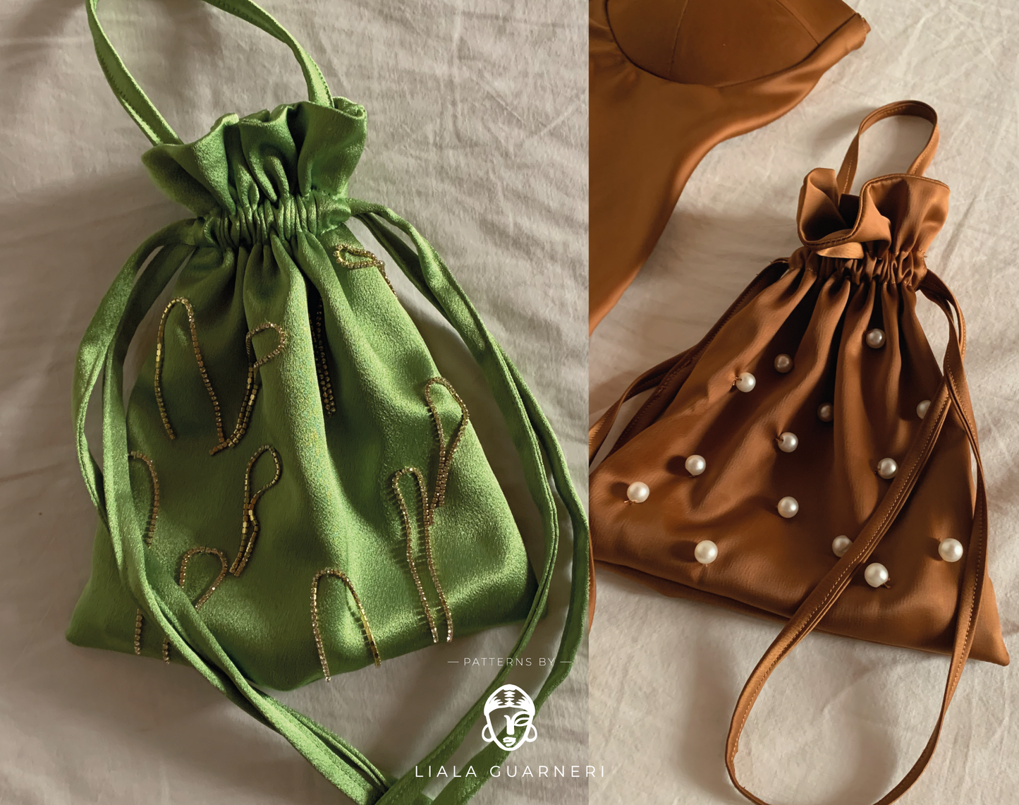 PDF PATTERN DIY | HOW TO: Wedding bag, bucket bag, Drawstring bag